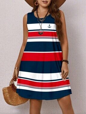 Women Salior Casual Loose Summer Dress